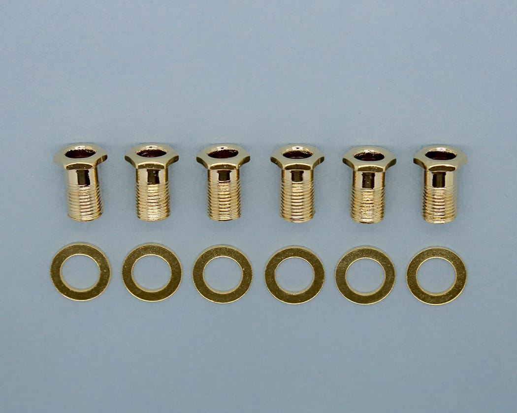 PBG Tuner (Machine Head) Inserts, Washers and Screws - Gold - set of 6