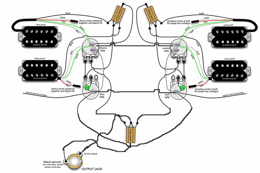 Double Neck Guitar Wiring Diagram from pitbullguitars.com