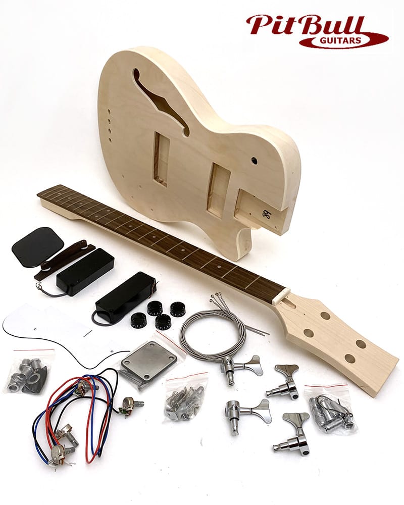 Pit Bull Guitars DHB-4 Semi-Hollow Electric Bass Guitar Kit