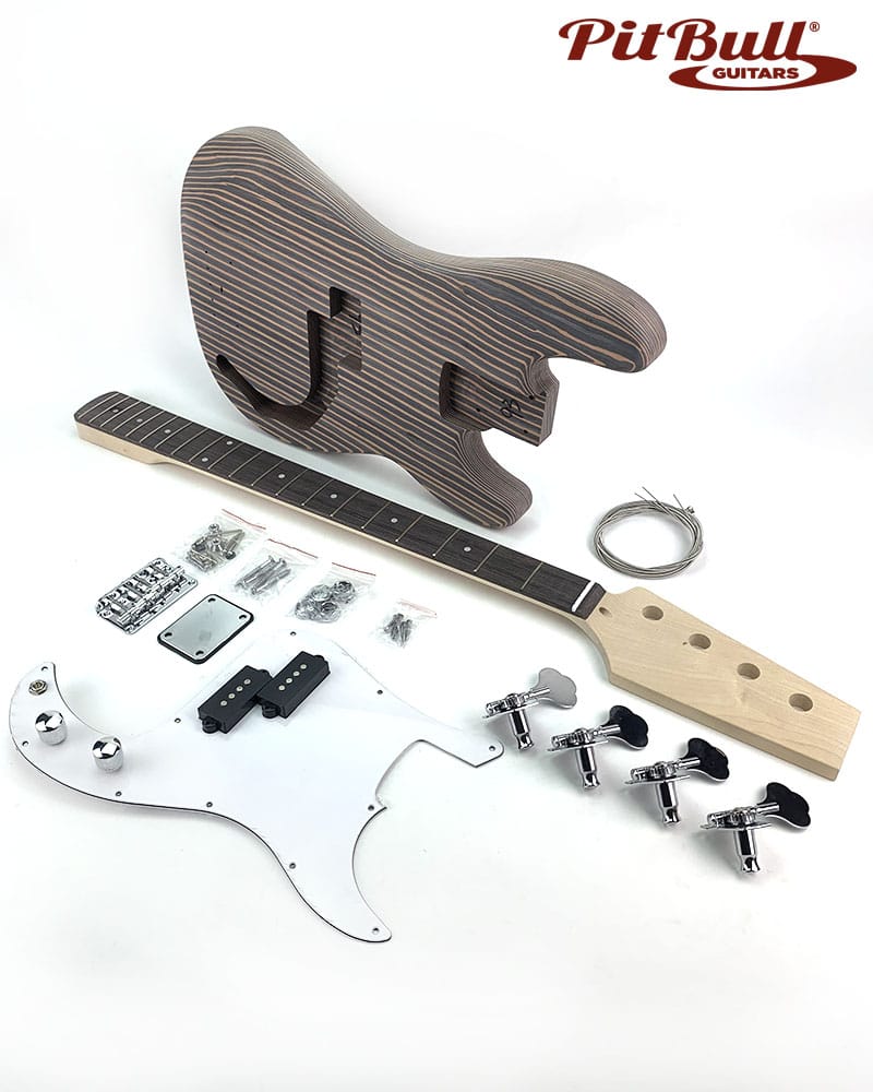 Pit Bull Guitars DPZ-4 Electric Bass Guitar Kit (Zebra wood)