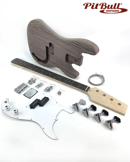 Pit Bull Guitars DPZ-4 Electric Bass Guitar Kit (Zebra wood)