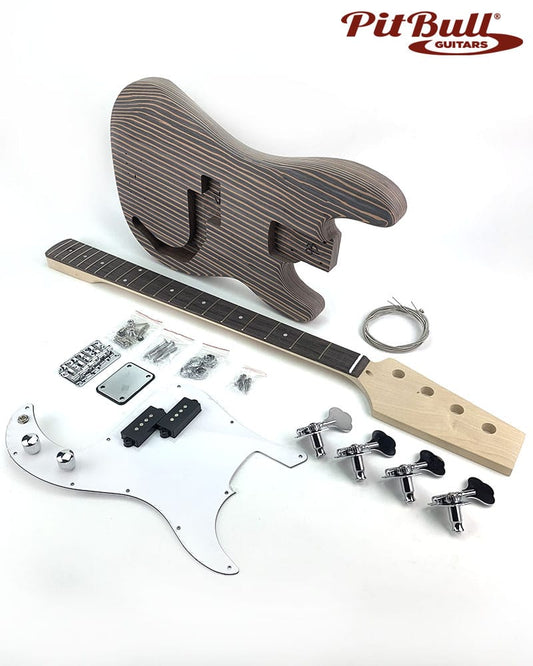 Pit Bull Guitars DPZ-4 Electric Bass Guitar Kit (Zebra wood)